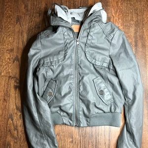 Super soft leather jacket with removable hoodie